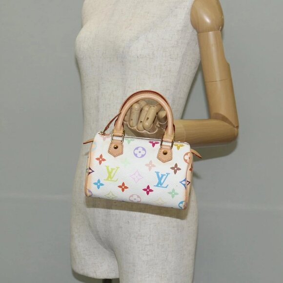 LOUIS VUITTON Monogram Multicolor Mini Speedy Hand Bag White M92645 Auth 143167A - Picture 1 of 16
